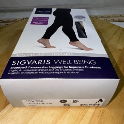 Sigvaris Well Being 170LB99 Soft Silhouette Leggings - 15-20 mmHg Black B NIB